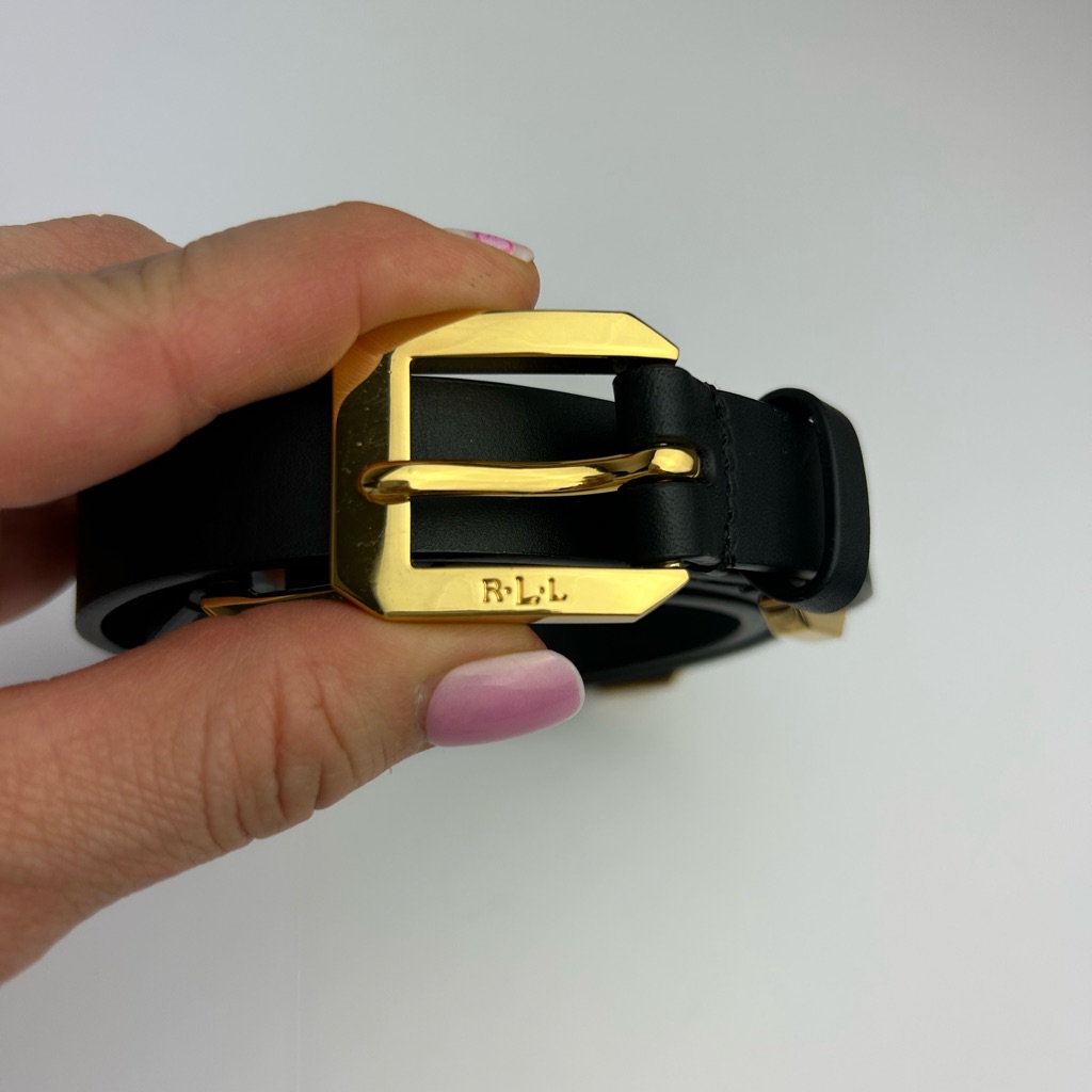 Vintage Ralph Lauren Gold Buckle Classic Designer Leather Women’s Belt